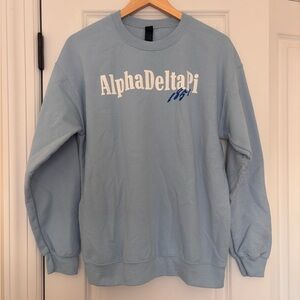 Alpha Delta Pi 1851 Light Blue Custom Crewneck Sweatshirt Size Medium BRAND NEW